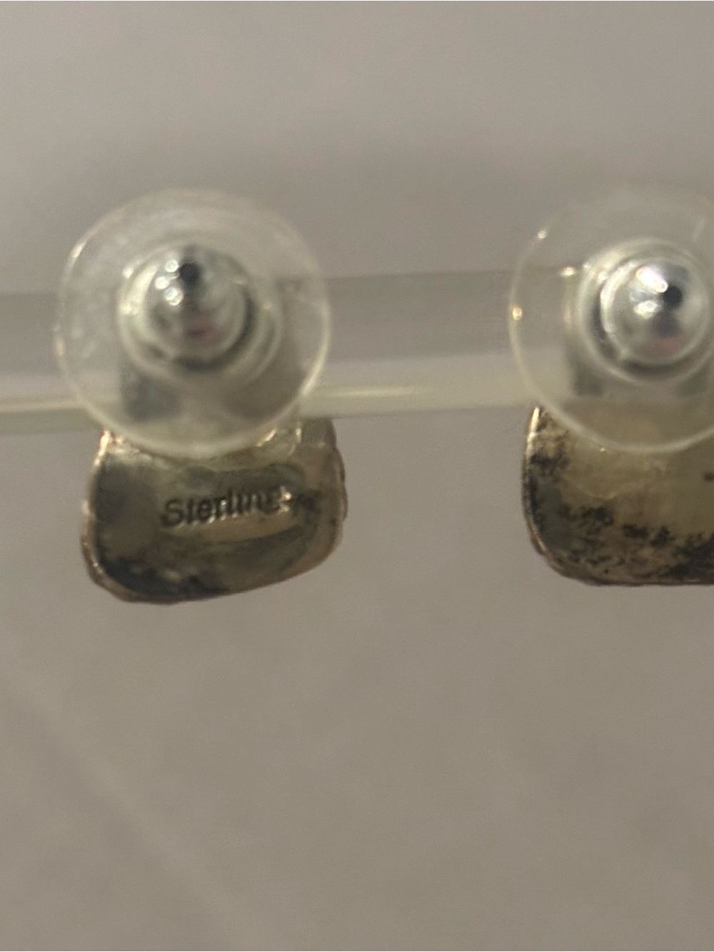 Vintage Sterling Silver Triangle Stud Earrings - Picture 2 of 7